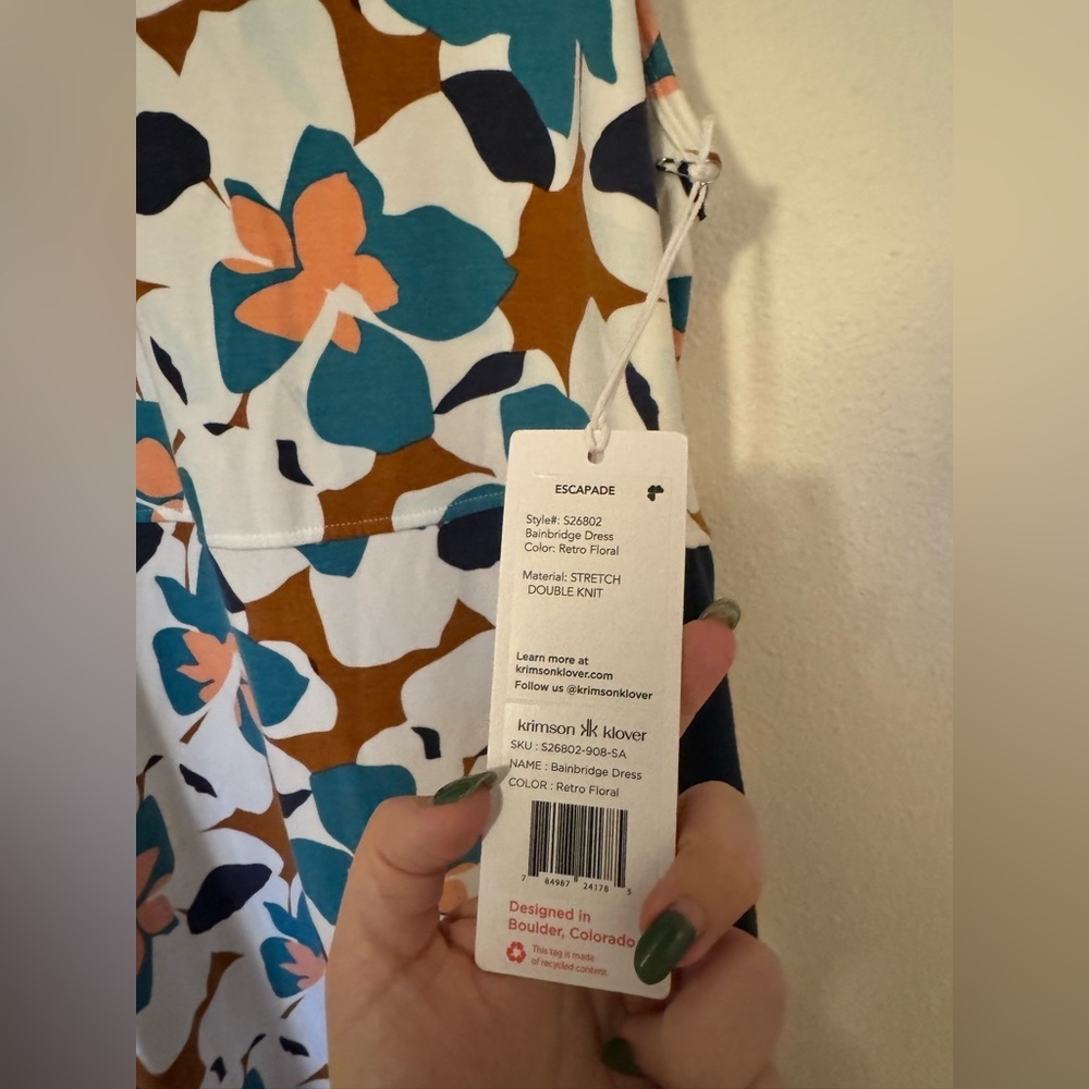 NEW Krimson Klover Bainbridge Dress Racerback Modal White Floral Midi Small NWT - Picture 5 of 8
